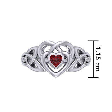 Celtic Knotwork Heart Ring With Heart Gemstone TRI2381 - Jewelry